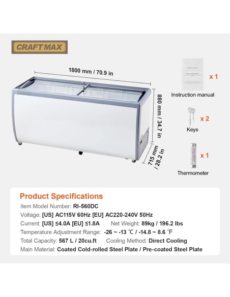 Speiseeisvitrine-567L-mit-Glasschiebe-1800x715x880mm-Eistruhe-230V-Eisvitrine-13°C-bis-26°C-LED-12-Eisbehaelter-9