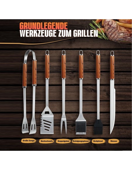 Gastro-Edelstahl-Luxus-BBQ-Grillbesteck-Set-6-teilig-Profi-Grill-Zubehoer-mit-Tragetasche-6