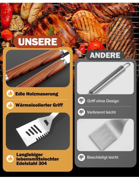 Gastro-Edelstahl-Luxus-BBQ-Grillbesteck-Set-6-teilig-Profi-Grill-Zubehoer-mit-Tragetasche-3