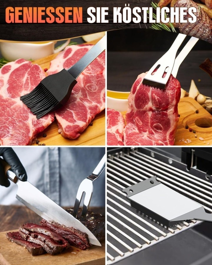 Gastro-Edelstahl-Luxus-BBQ-Grillbesteck-Set-6-teilig-Profi-Grill-Zubehoer-mit-Tragetasche-5