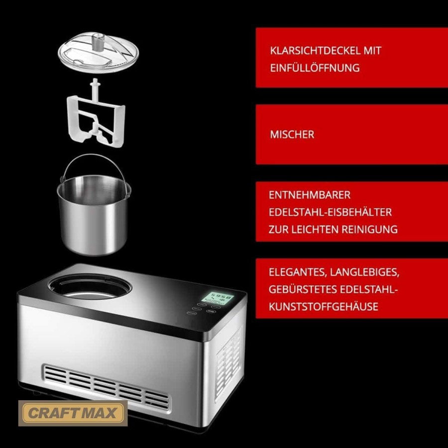 Edelstahl-Speiseeisproduktion-180W-2L-Volumen-Eis-LCD-Display-Digitaler-Timer-selbstkuehlender-Kompressor-5