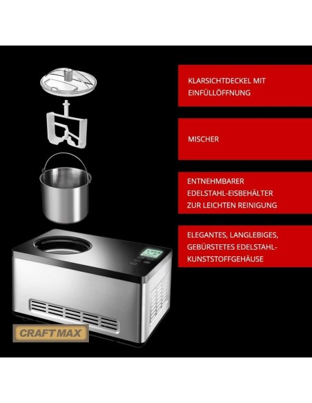 Edelstahl-Speiseeisproduktion-180W-2L-Volumen-Eis-LCD-Display-Digitaler-Timer-selbstkuehlender-Kompressor-5