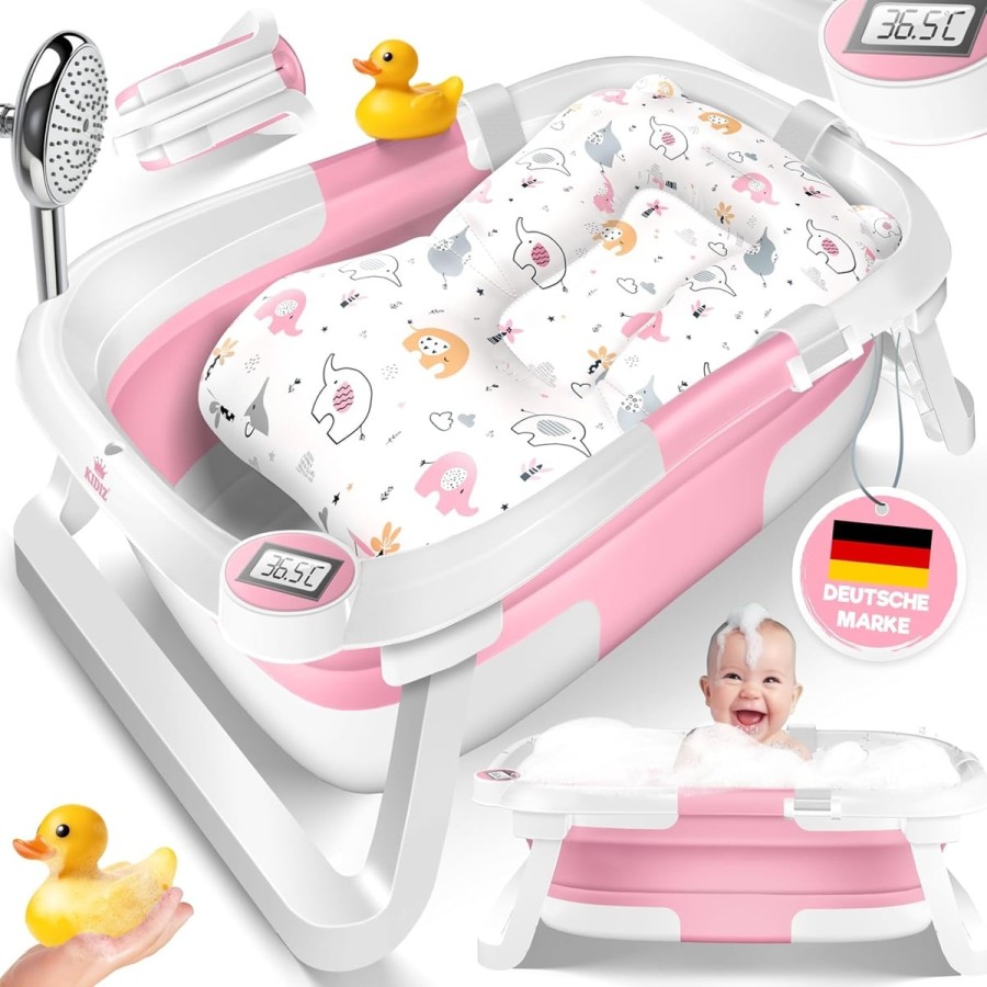 babyluzi®-Baby-Badewanne-Duschwanne-fuer-Neugeborene-Kleinkinder-0-24-Monate-mit-Thermometer-platzsparend-faltbar-1