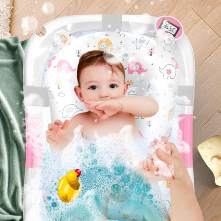 babyluzi®-Baby-Badewanne-Duschwanne-fuer-Neugeborene-Kleinkinder-0-24-Monate-mit-Thermometer-platzsparend-faltbar-2