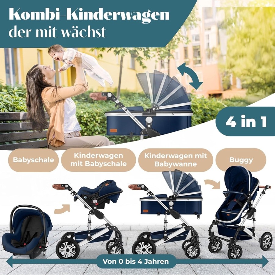 babyluzi®-Kombikinderwagen-4-in-1-Kinderwagen-inkl.-Babyschale-Babywanne-Buggy-Sportsitz-Autositz-2