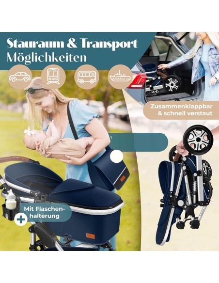 Kombikinderwagen-4-in-1-Kinderwagen-inkl.-Babyschale-Babywanne-Buggy-Sportsitz-Autositz-mit-Voll-Gummireifen-gebraucht-4