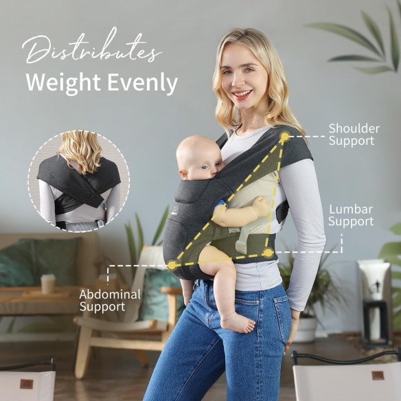 babyluzi®-Babytrage-fuer-Neugeborene-ab-Geburt-ergonomisches-Tragetuch-bis-Kleinkind-mit-Klettverschluss-leicht-verstellbare-Hue