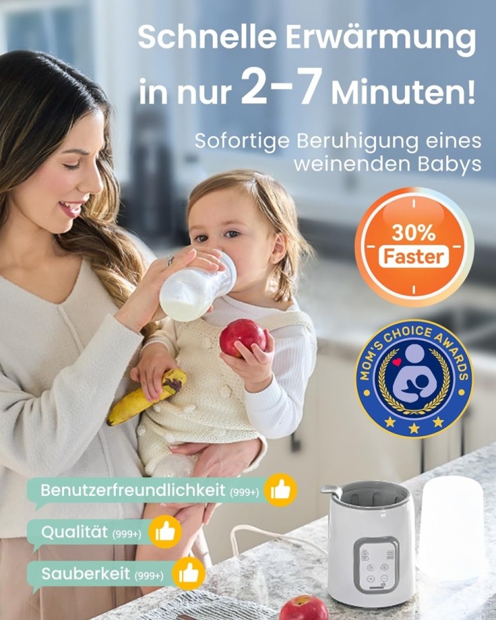 babyluzi®-Babyflaschen-Flaschenwaermer-Sterilisator-8-in-1-schneller-Babymilchwaermer-mit-Timer-fuer-Muttermilch-genaue-Temperat