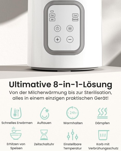 babyluzi®-Babyflaschen-Flaschenwaermer-Sterilisator-8-in-1-schneller-Babymilchwaermer-mit-Timer-fuer-Muttermilch-genaue-Temperat