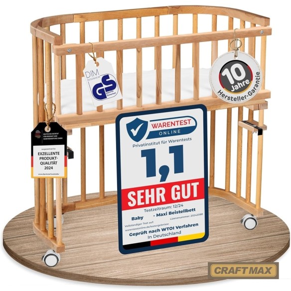 babyluzi®-Beistellbett-aus-massivem-Buchenholz-mit-Matratze-Gitter-Rollen-Kinderbett-Hoehe-stufenlos-verstellbar-umweltfreundlic