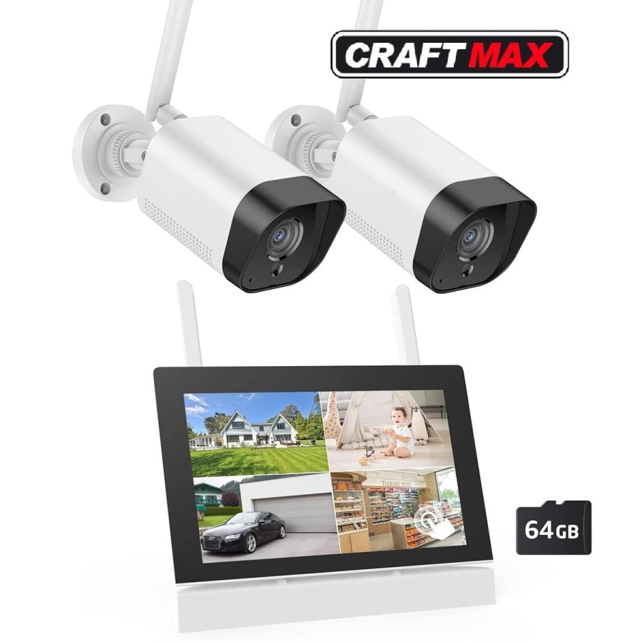 CRAFTMAX®-Ueberwachungskamera-Set-mit-Monitor-5MP-4CH-7-Zoll-Touchscreen-NVR-Bildschrim-mit-2pcs-5MP-WiFi-Kamera-2-Wege-Audio-Pe