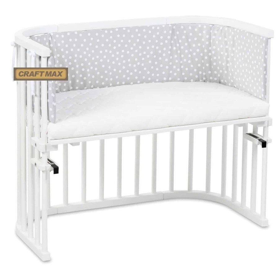 babyluzi®-Nestchen-Pique-passend-fuer-Beistellbett-Maxi-als-Kuschel-Schutz-fuer-das-Koepfchen-perlgrau-weisse-Punkte-6