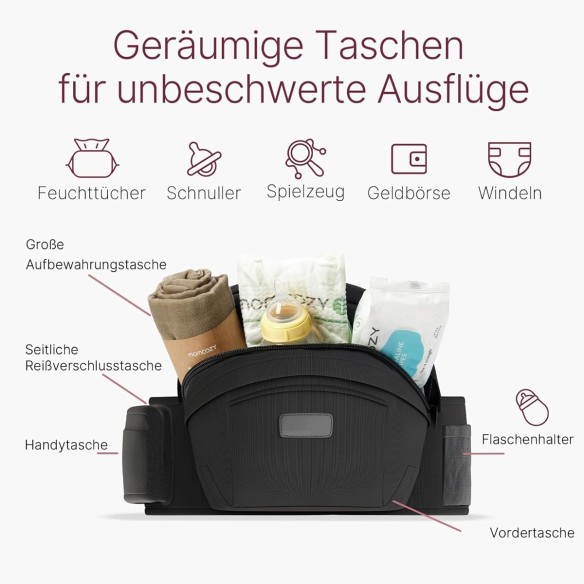 babyluzi®-Hueftsitz-Babytrage-fuer-Neugeborene-Kleinkinder-bis-20-kg-3D-Bauchschutz-EVA-Massageplatte-verschiedene-Taschen-5