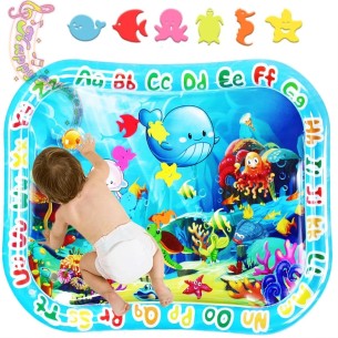 babyluzi®-Baby-Wassermatte-95x76cm-BPA-frei-aufblasbare-Bauchliege-Matte-fuer-Saeuglinge-Kleinkinder-mit-Meerestieren-Sensory-Sp