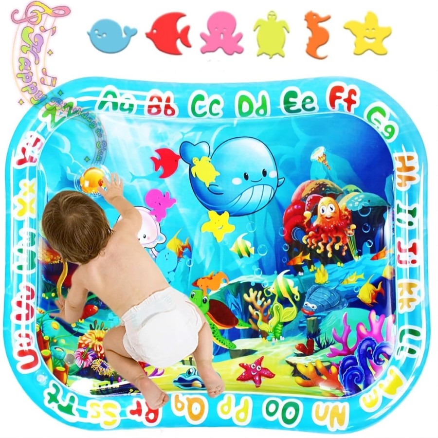 babyluzi®-Baby-Wassermatte-95x76cm-BPA-frei-aufblasbare-Bauchliege-Matte-fuer-Saeuglinge-Kleinkinder-mit-Meerestieren-Sensory-Sp