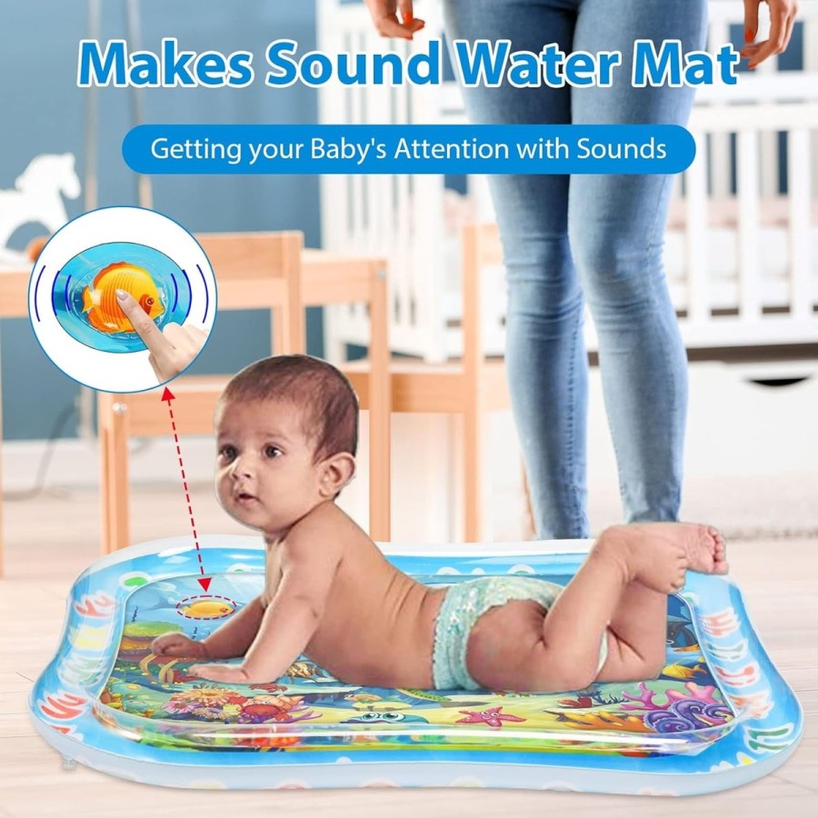 babyluzi®-Baby-Wassermatte-95x76cm-BPA-frei-aufblasbare-Bauchliege-Matte-fuer-Saeuglinge-Kleinkinder-mit-Meerestieren-Sensory-Sp