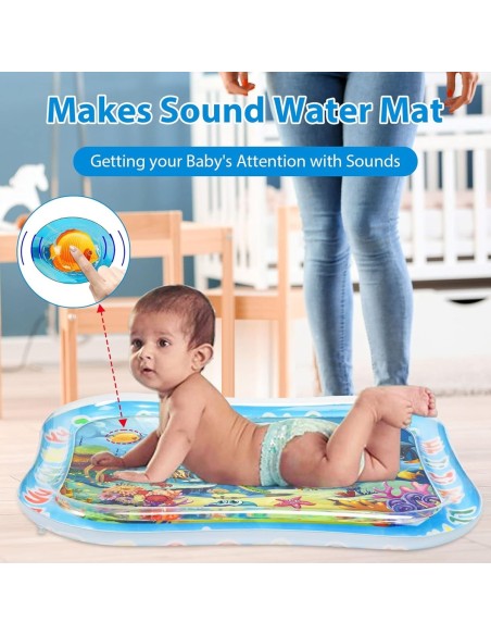 babyluzi®-Baby-Wassermatte-95x76cm-BPA-frei-aufblasbare-Bauchliege-Matte-fuer-Saeuglinge-Kleinkinder-mit-Meerestieren-Sensory-Sp