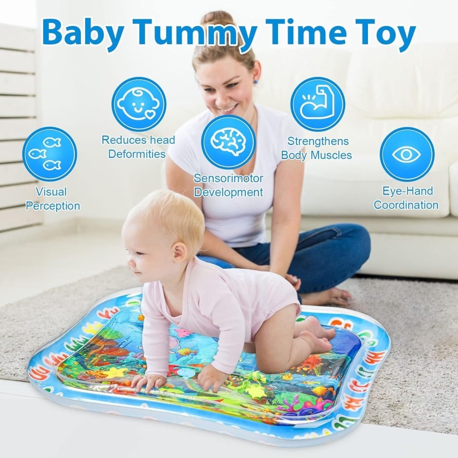 babyluzi®-Baby-Wassermatte-95x76cm-BPA-frei-aufblasbare-Bauchliege-Matte-fuer-Saeuglinge-Kleinkinder-mit-Meerestieren-Sensory-Sp