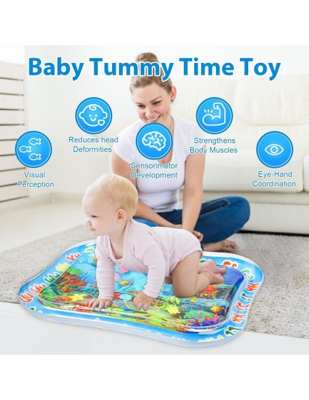 babyluzi®-Baby-Wassermatte-95x76cm-BPA-frei-aufblasbare-Bauchliege-Matte-fuer-Saeuglinge-Kleinkinder-mit-Meerestieren-Sensory-Sp