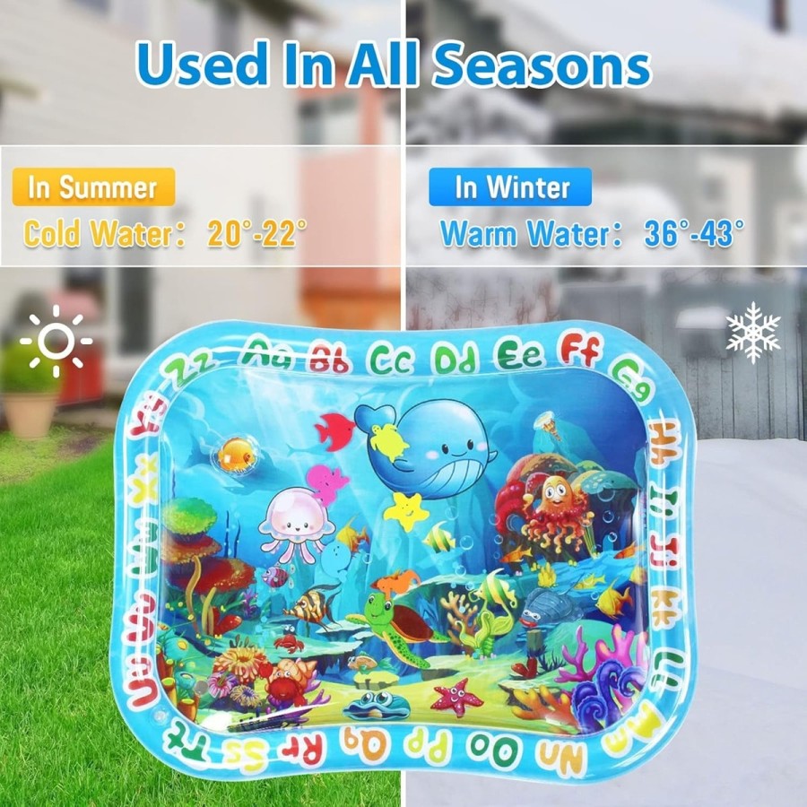 babyluzi®-Baby-Wassermatte-95x76cm-BPA-frei-aufblasbare-Bauchliege-Matte-fuer-Saeuglinge-Kleinkinder-mit-Meerestieren-Sensory-Sp