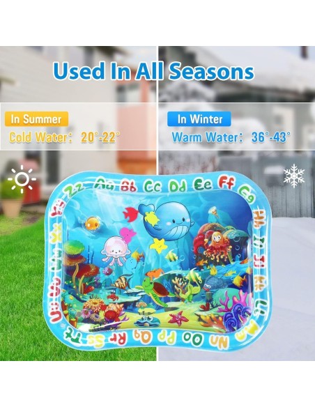 babyluzi®-Baby-Wassermatte-95x76cm-BPA-frei-aufblasbare-Bauchliege-Matte-fuer-Saeuglinge-Kleinkinder-mit-Meerestieren-Sensory-Sp
