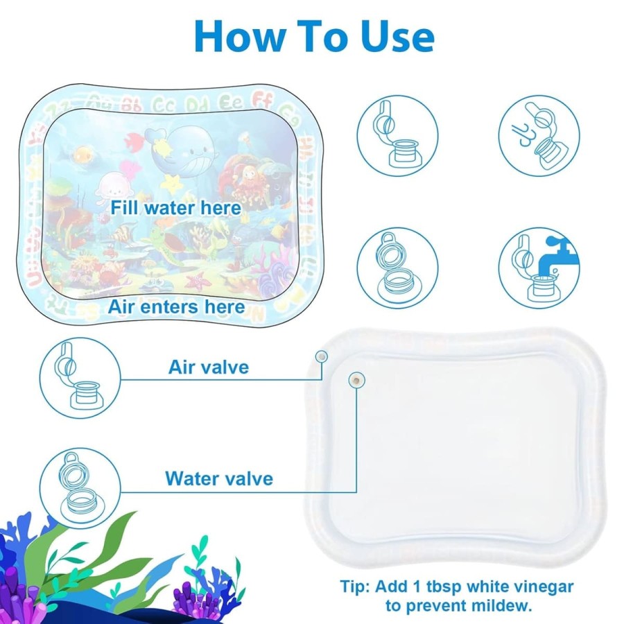 babyluzi®-Baby-Wassermatte-95x76cm-BPA-frei-aufblasbare-Bauchliege-Matte-fuer-Saeuglinge-Kleinkinder-mit-Meerestieren-Sensory-Sp