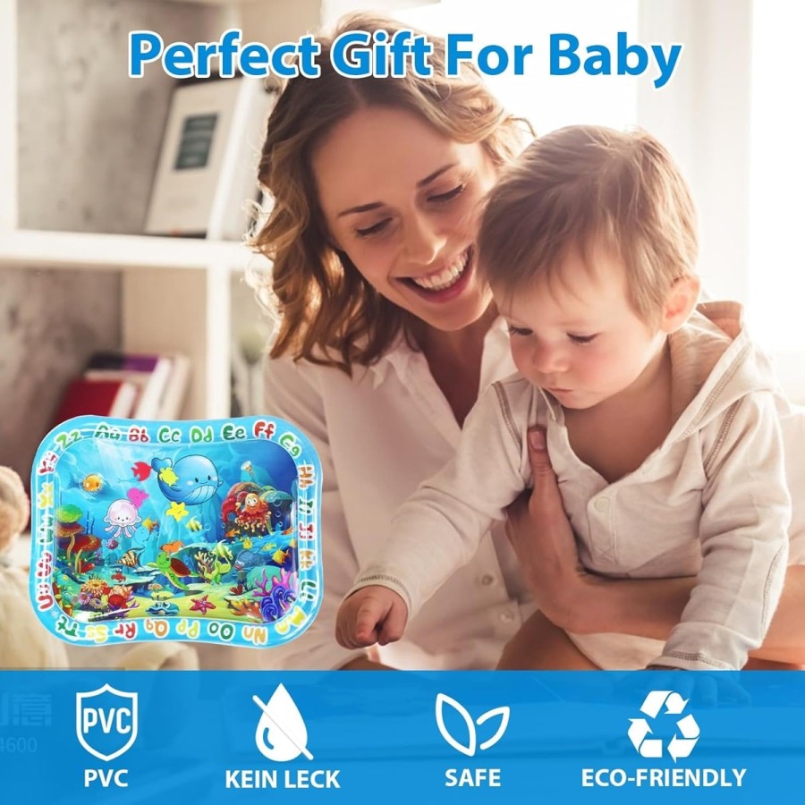 babyluzi®-Baby-Wassermatte-95x76cm-BPA-frei-aufblasbare-Bauchliege-Matte-fuer-Saeuglinge-Kleinkinder-mit-Meerestieren-Sensory-Sp
