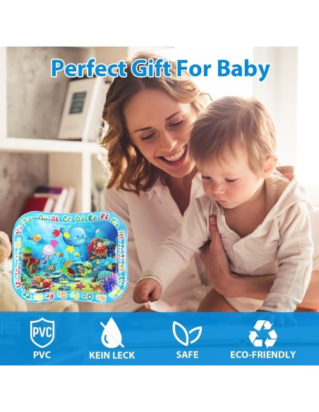 babyluzi®-Baby-Wassermatte-95x76cm-BPA-frei-aufblasbare-Bauchliege-Matte-fuer-Saeuglinge-Kleinkinder-mit-Meerestieren-Sensory-Sp
