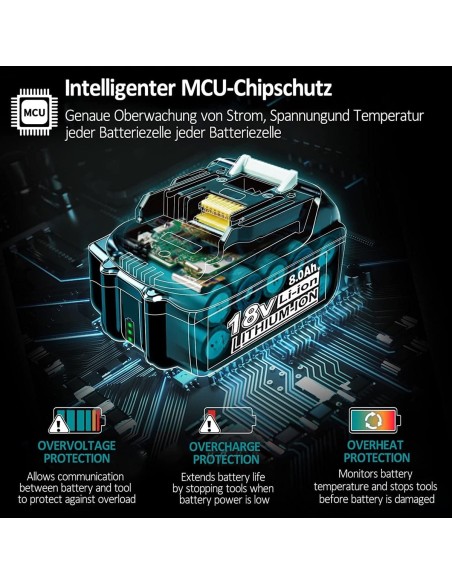 8.0Ah-18V-Ersatzakku-fuer-makita-mit-LED-Ladeanzeige-gebraucht-2