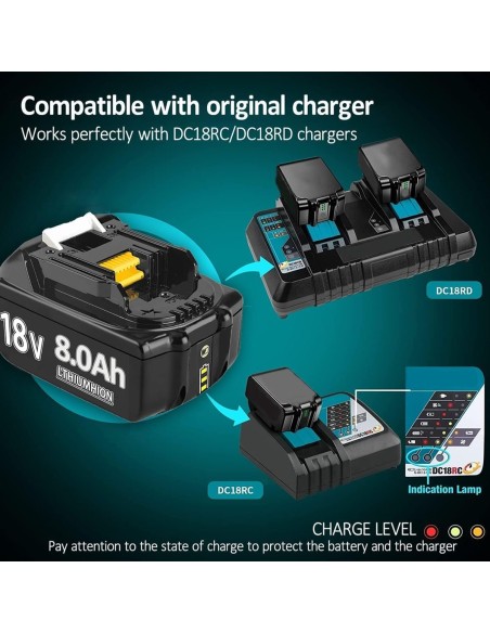 8.0Ah-18V-Ersatzakku-fuer-makita-mit-LED-Ladeanzeige-gebraucht-3