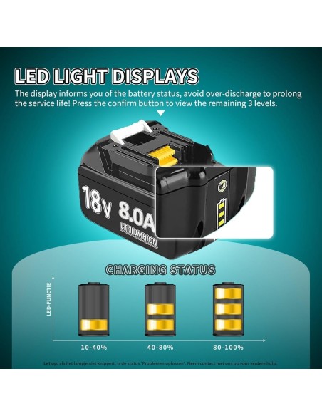 8.0Ah-18V-Ersatzakku-fuer-makita-mit-LED-Ladeanzeige-gebraucht-4