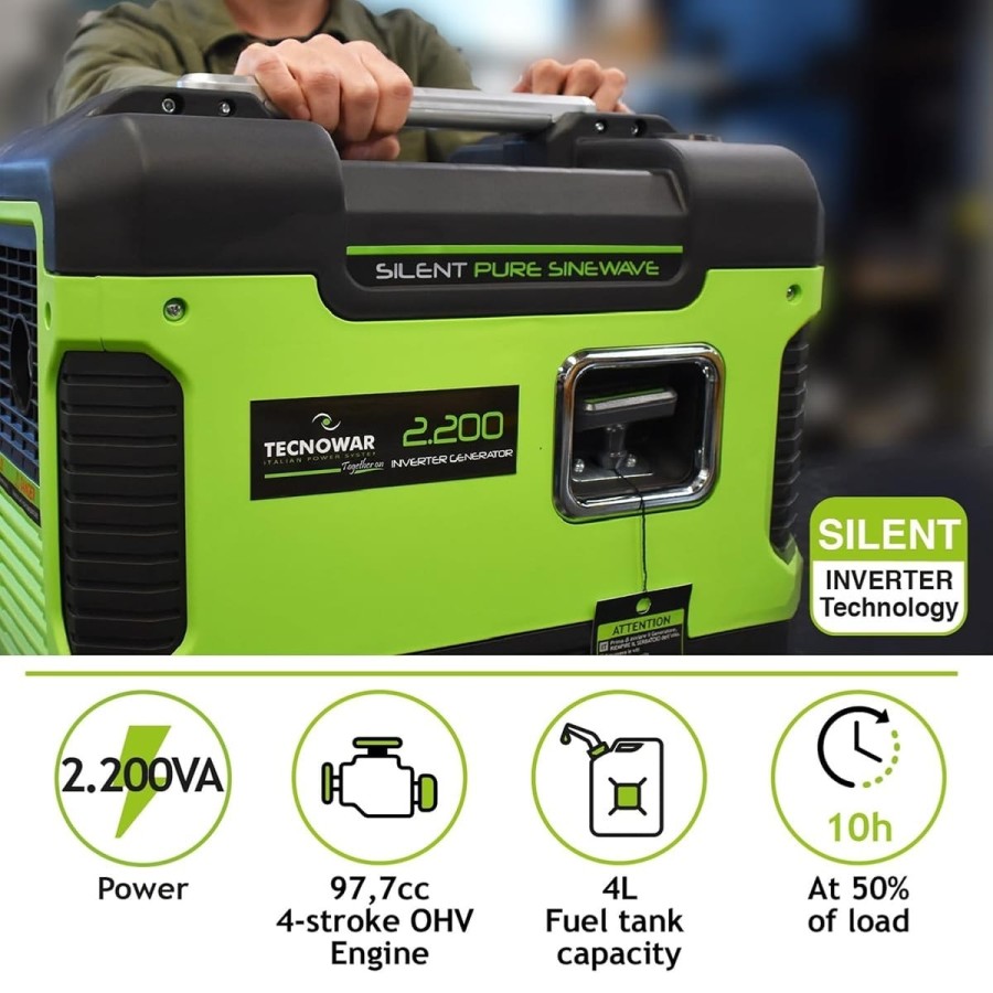 DE-Heimatschutz®-Stromgenerator-2200VA-Invertergesteuert-Schallgedaempft-58dB-Benzinbetrieben-Manuelle-Zuendung-Eco-Speed-Contro