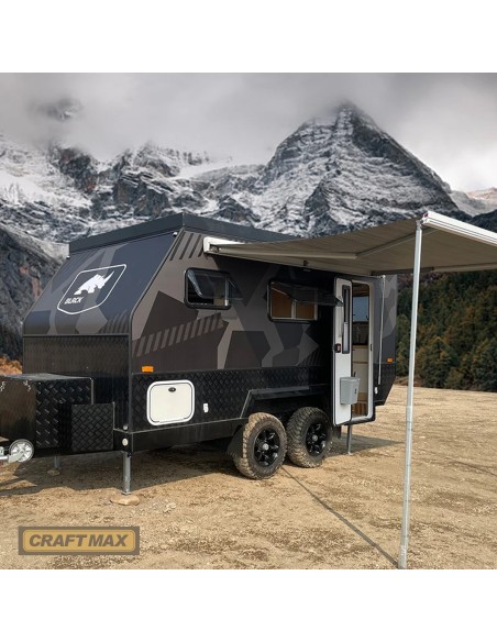 CRAFTMAX®-BLACK-BROTHER-EXP-7-24-Extreme-OffRoad-Caravan-Tandem-ThermoSandwich-4.30x2.10x1.72m-vollausgestattet-mit-Moebel-Bett-