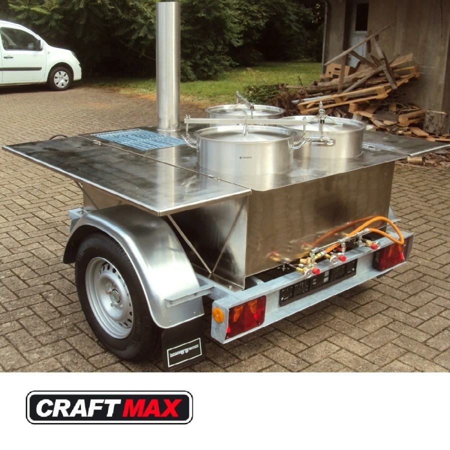 DE-Heimatschutz®-Feldkueche-Gulaschkanone-mit-3x-50-Liter-Kessel-Wasserbad-Gasgrill-alles-aus-Edelstahl-2-Seitentische-Militaer-
