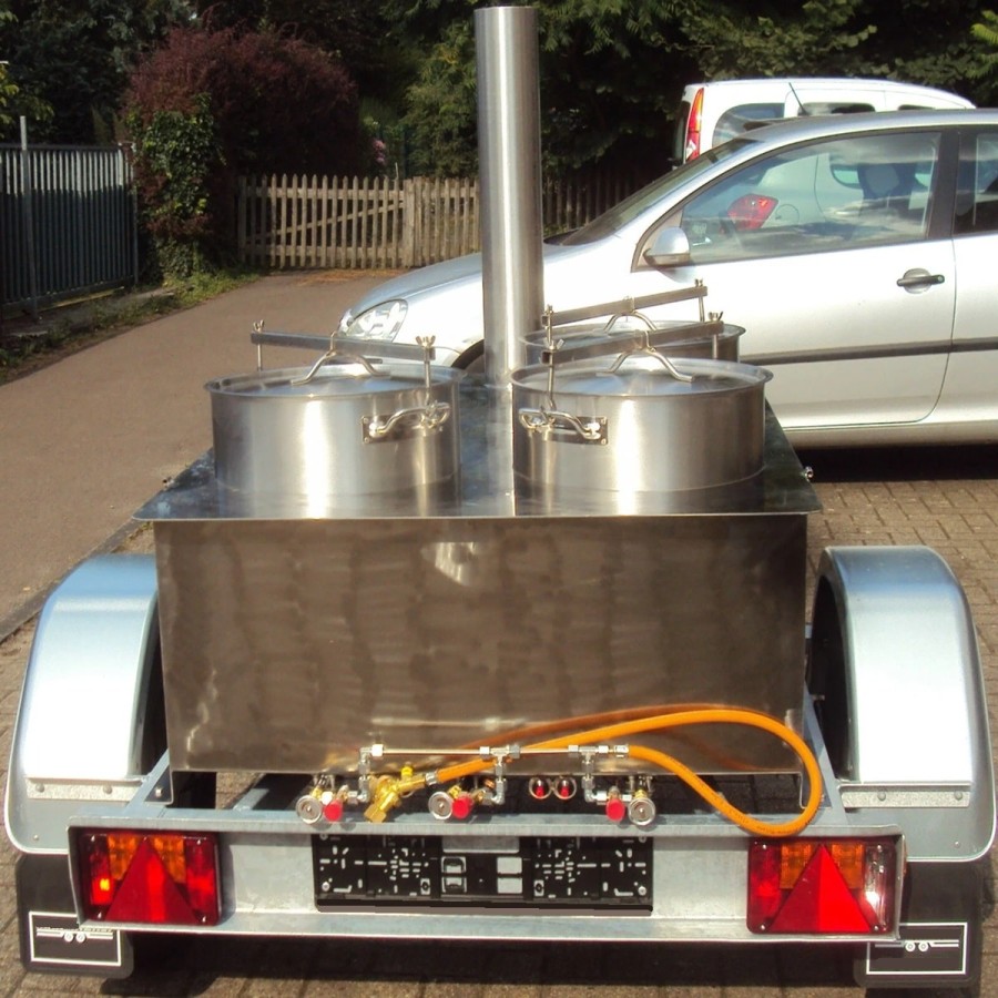 DE-Heimatschutz®-Feldkueche-Gulaschkanone-mit-3x-50-Liter-Kessel-Wasserbad-Gasgrill-alles-aus-Edelstahl-2-Seitentische-Militaer-