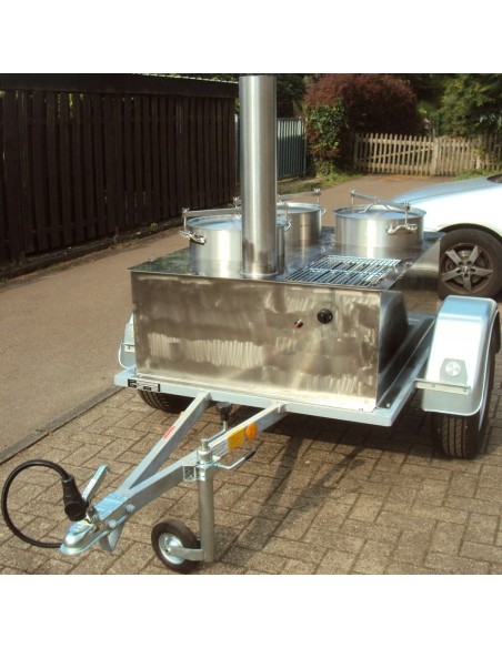 DE-Heimatschutz®-Feldkueche-Gulaschkanone-mit-3x-50-Liter-Kessel-Wasserbad-Gasgrill-alles-aus-Edelstahl-2-Seitentische-Militaer-