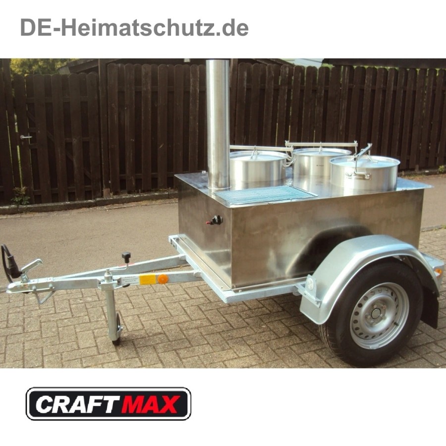 DE-Heimatschutz®-Feldkueche-Gulaschkanone-mit-3x-50-Liter-Kessel-Wasserbad-Gasgrill-alles-aus-Edelstahl-2-Seitentische-Militaer-