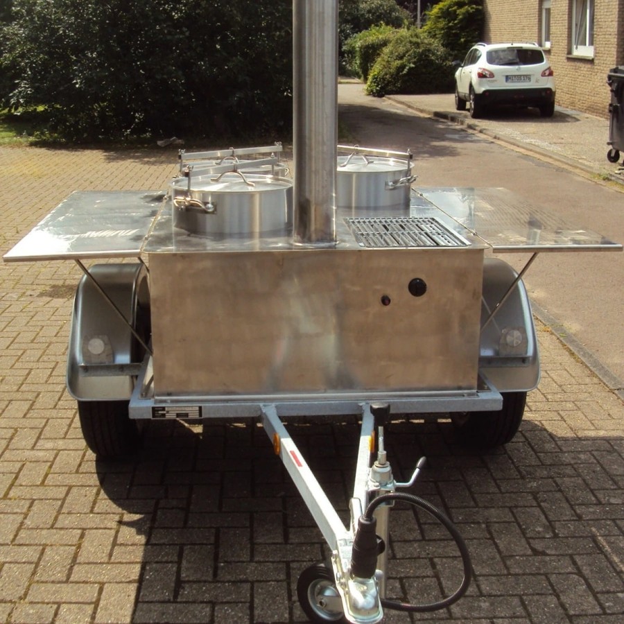 DE-Heimatschutz®-Feldkueche-Gulaschkanone-mit-3x-50-Liter-Kessel-Wasserbad-Gasgrill-alles-aus-Edelstahl-2-Seitentische-Militaer-