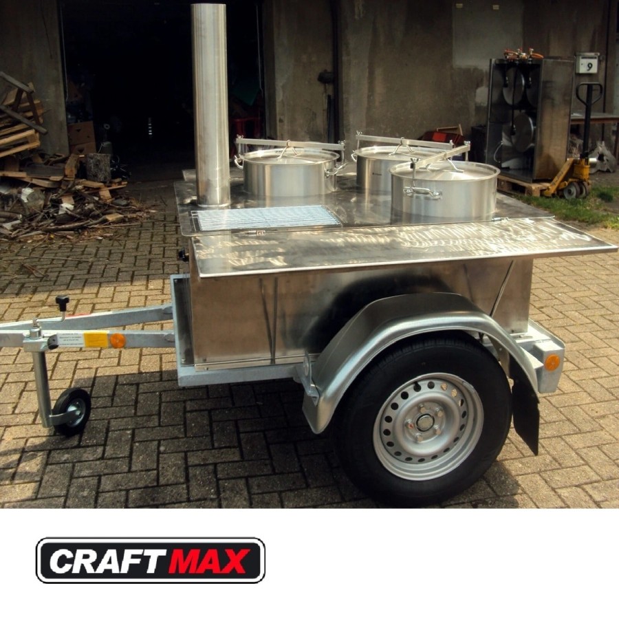 DE-Heimatschutz®-Feldkueche-Gulaschkanone-mit-3x-50-Liter-Kessel-Wasserbad-Gasgrill-alles-aus-Edelstahl-2-Seitentische-Militaer-