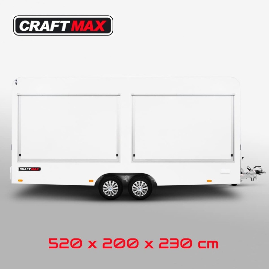CRAFTMAX-Verkaufstrailer-2700kg-TH-523T.00-Tandem-mit-3-Verkaufsklappen-520x200x230cm-Seitenansicht