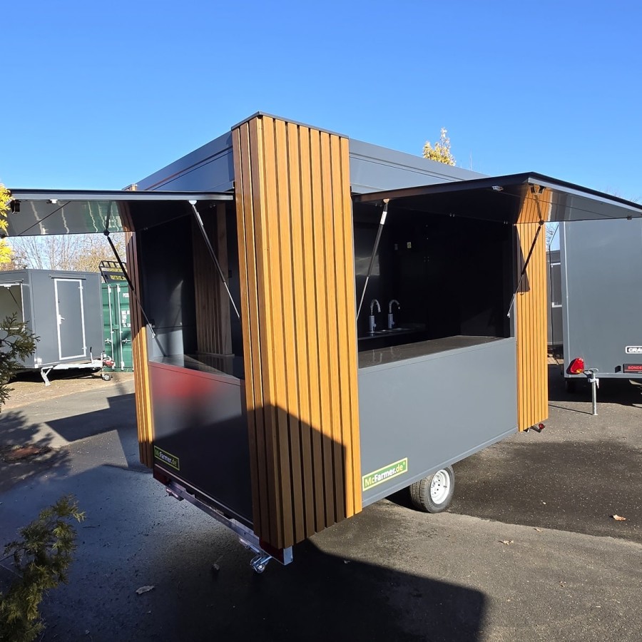 Verkaufsanhaenger-1350-mit-2-Verkaufsklappen-3.50x2.00x2.20m-ThermoSandwich-Einbaumoebel-Spuele-E-Anschluss-Holzdekor-100kmh-7