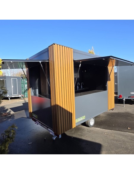 Verkaufsanhaenger-1350-mit-2-Verkaufsklappen-3.50x2.00x2.20m-ThermoSandwich-Einbaumoebel-Spuele-E-Anschluss-Holzdekor-100kmh-7