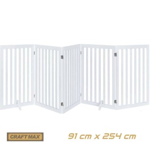 babyluzi®-Babygitter-91cm-hoch-x-254cm-breit-Absperrgitter-aus-Holz-fuers-Haus-extra-breit-5-Paneele-freistehendes-Absperrgitter