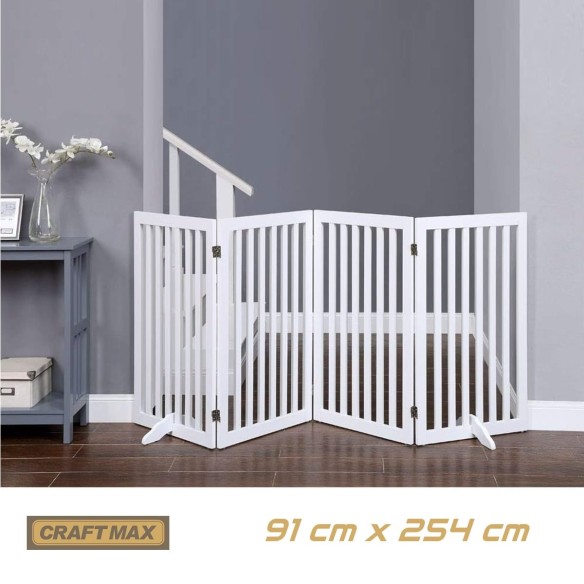 babyluzi®-Babygitter-91cm-hoch-x-254cm-breit-Absperrgitter-aus-Holz-fuers-Haus-extra-breit-5-Paneele-freistehendes-Absperrgitter