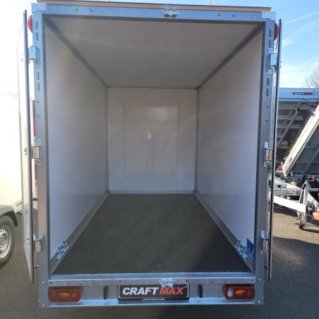 CRAFTMAX-P-BOX-Kofferanhaenger-GFK-gebremst-1300kg-2-Fluegeltueren-305×157×184cm-2