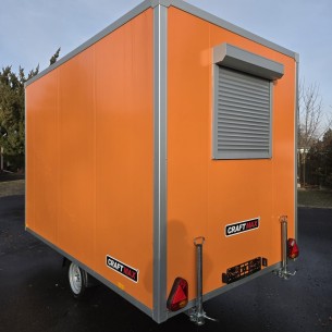 Bauwagen-1350-Thermo-Sandwichpanele-3.50×2.00×2.20m-Tuer-mit-Sicherheitsschloss-Fenster-mit-Jalousie-orange-3