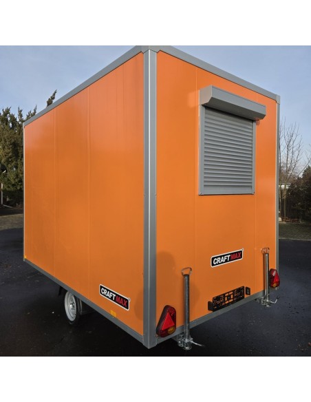 Bauwagen-1350-Thermo-Sandwichpanele-3.50×2.00×2.20m-Tuer-mit-Sicherheitsschloss-Fenster-mit-Jalousie-orange-3
