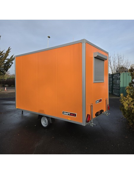 Bauwagen-1350-Thermo-Sandwichpanele-3.50×2.00×2.20m-Tuer-mit-Sicherheitsschloss-Fenster-mit-Jalousie-orange-1