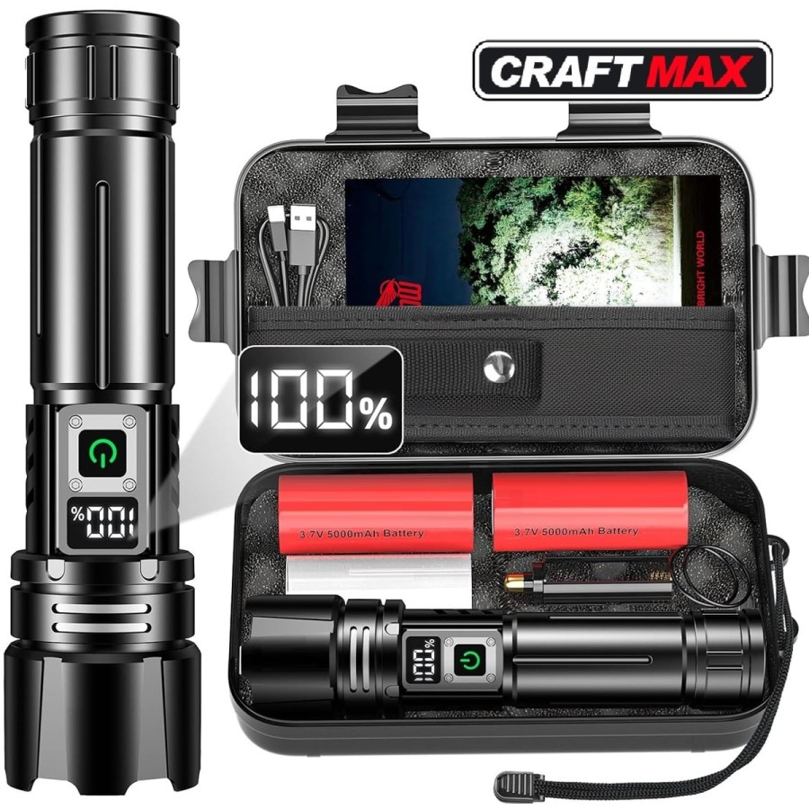 CRAFTMAX-30W-XHP70.2-LED-Reichweite-bis-1000-m-500000-Lumen-Taschenlampe-aufladbar-1