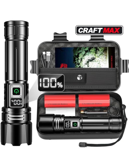CRAFTMAX-30W-XHP70.2-LED-Reichweite-bis-1000-m-500000-Lumen-Taschenlampe-aufladbar-1